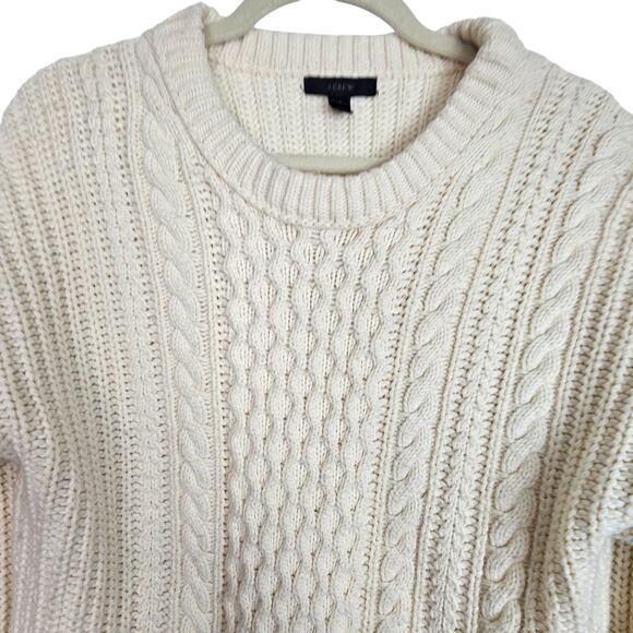 J. Crew Womens Fisherman Sweater Cable Knit Coastal Natural S Preppy Old Money - Picture 2 of 9